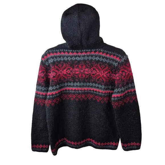 Kidka Icelandic Sweater Womens M Gray Wool Cardigan Full Zip Long Sleeve Hooded - Picture 2 of 8